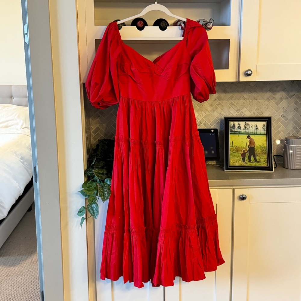 stunning red anthropologie dress